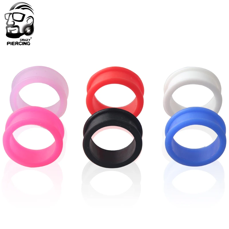 thumbnail image 2 of Pair Clear Soft Silicone Skin Flesh Tunnels Plugs Gauges Earskin Earlets 8g 1 2 of 10