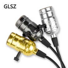 Винтажная алюминиевая Ретро E27 110 V/220 V антикварная лампа база болт крепления алюминиевая лампочка в форме раковины светлая винтовая розетка 3 цвета с переключателем