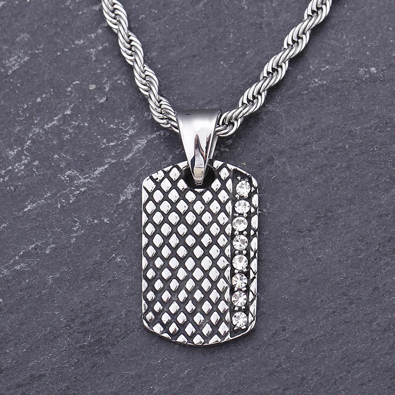 

New retro jewelry European and American military brand titanium steel men's pendant items personalized trend men's