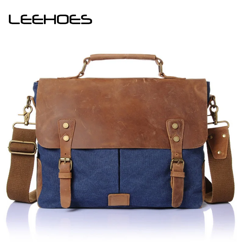 Retro Men's Portable Office Briefcase Canvas Postman Package Messenger