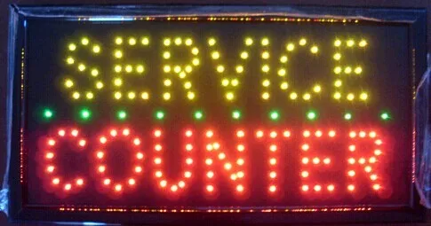 

custom 25*48CM led service counter sign/Customer made led open sign /indoor usage led window display