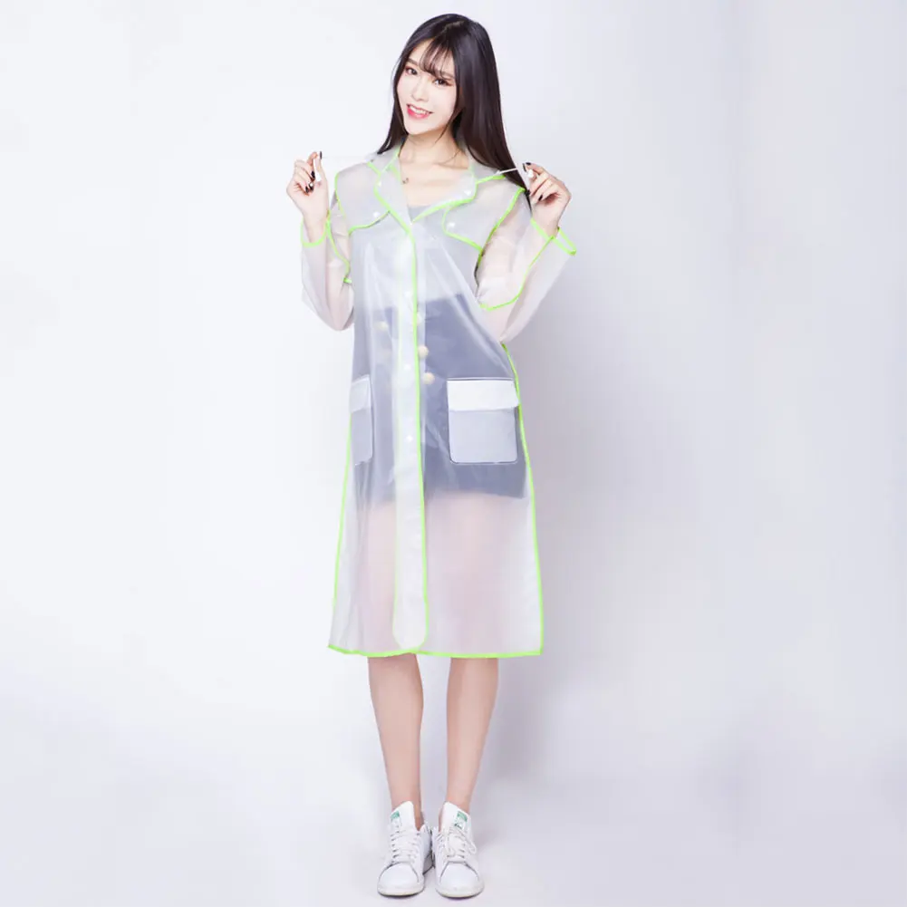 

Newly Raincoat EVA Transparent Clear Hoodie Raincoat Rainwear for Women Men Outdoor Runway VK-ING