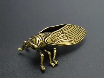 

Chinese pure brass cicada small statue
