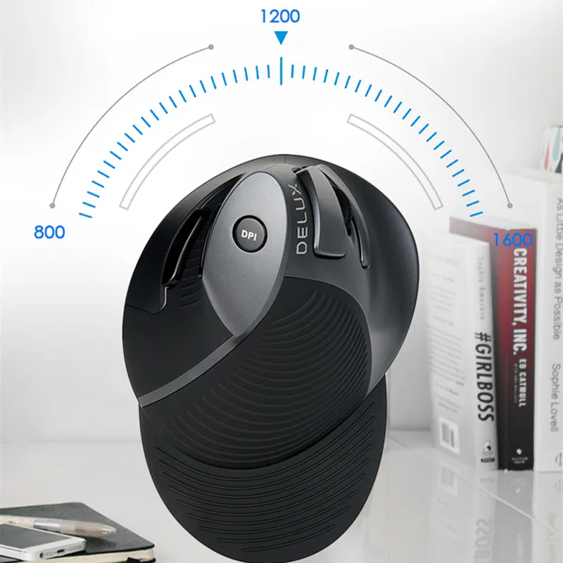Delux M618 gx Ergonômico Vertical Mouse sem Fio Botões 1600dpi Ratos Ópticos com para pc Laptop - Imagem 3