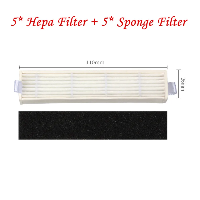 5x Hepa Filter +5x Sponge Filter replacement for Ecovacs deebot Slim