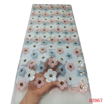 

African Sequins Lace Fabric 2019 High Quality Nigerian Lace Fabric Net Lace French Sequin Lace Fabric For Dress HJ2067-1