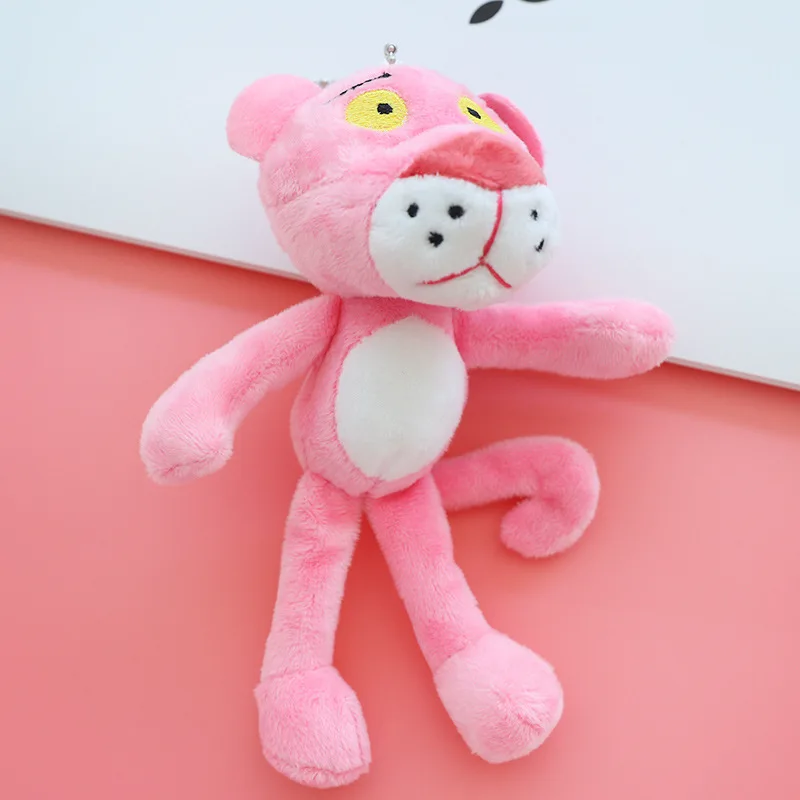 New Pink Panther Plush Dolls Cute Pink Leopard Panther Peluche Toys Key Bag Pendants Keychain Toy 20pcslot 18cm
