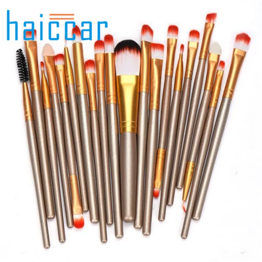 

Haicar New Fashion  20 pcs Wood Handle  Makeup Brush Set tools Make-up Toiletry Kit Wool Make Up Brush Set  Pretty makeup tools