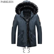 Темно-синяя зимняя куртка, пальто для мужчин, брендовая новая Толстая теплая куртка с капюшоном, роскошные меховые пальто, куртки, парка, мужская хлопковая верхняя одежда 3XL