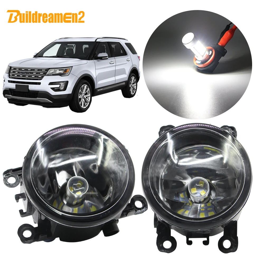 

Buildreamen2 Car Styling H11 Fog Light Assembly Lampshade + Bulb Daytime Running Light 12V For Ford Explorer 2011 2012 2013 2014