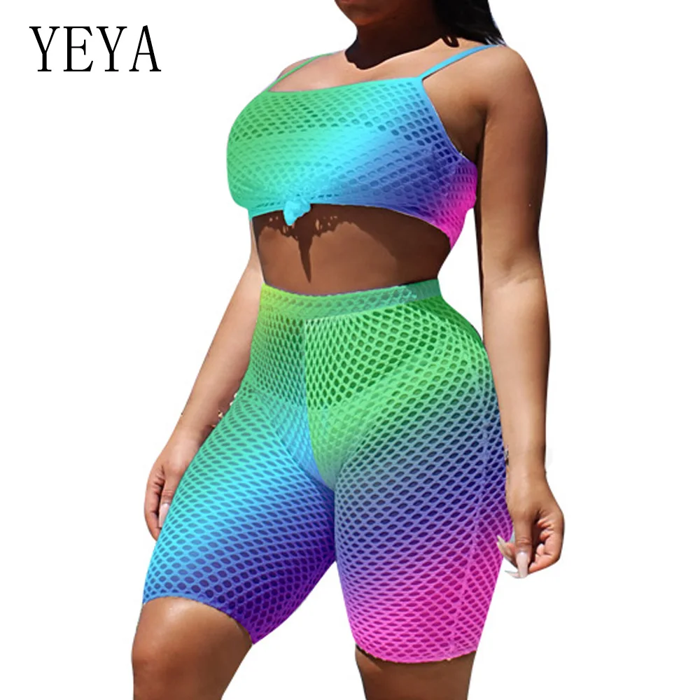 

YEYA Romper Vintage Two Piece Set Sexy Bodycon Jumpsuit Women Summer Off Shoulder Sleeveless Grid Casual Sporting Playsuits