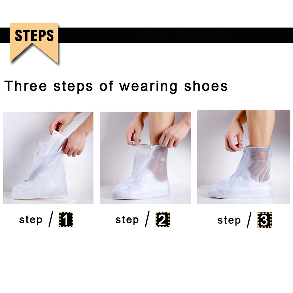  SKL Transparent Shoe Cover Reusable Waterproof Shoes Cover Overshoes Snow Protective Guard Slip-resistant Rain Boots Men Women 