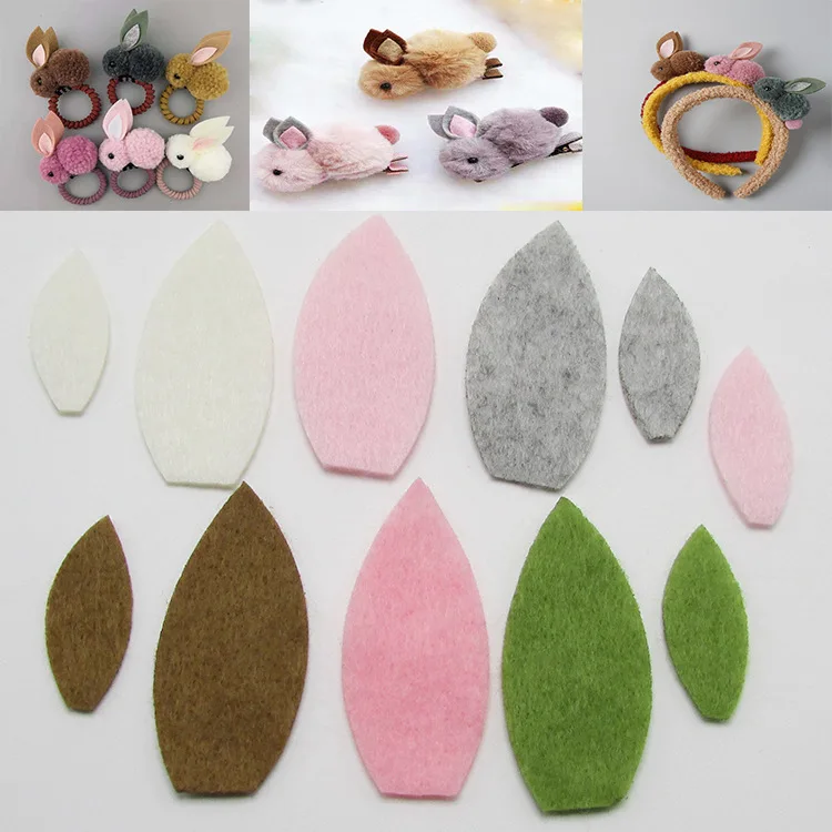 

50pcs/lot Two size Non woven fabric Rabbit Ear Appliques for clothing DIY handmade Children Hair Accessories and Clothes Sewing