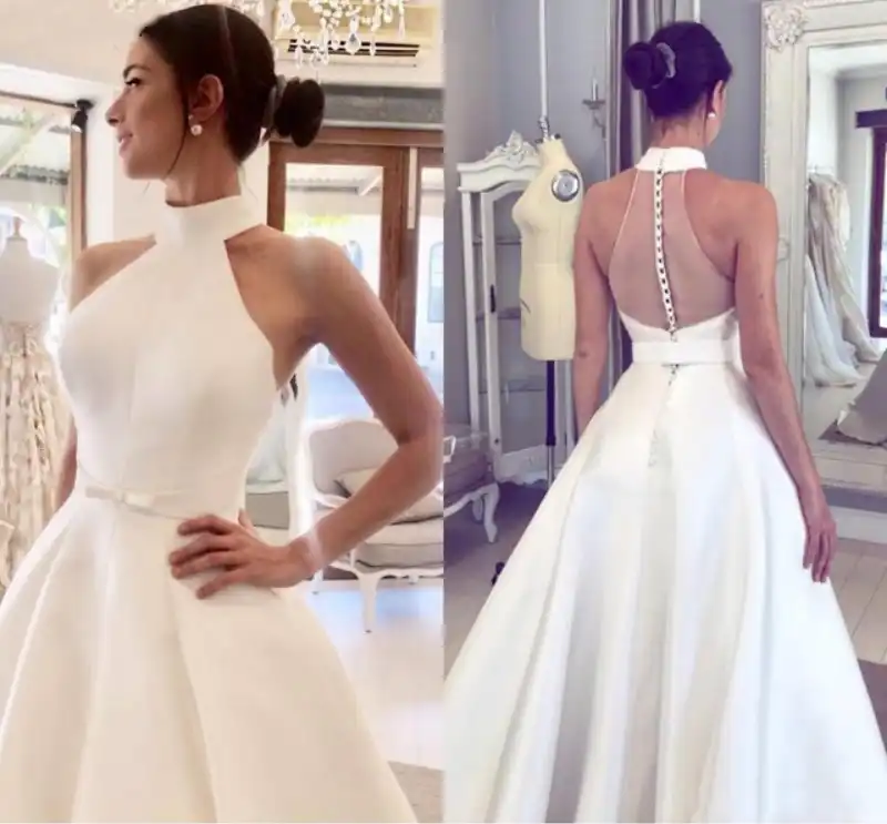 satin halter wedding dress
