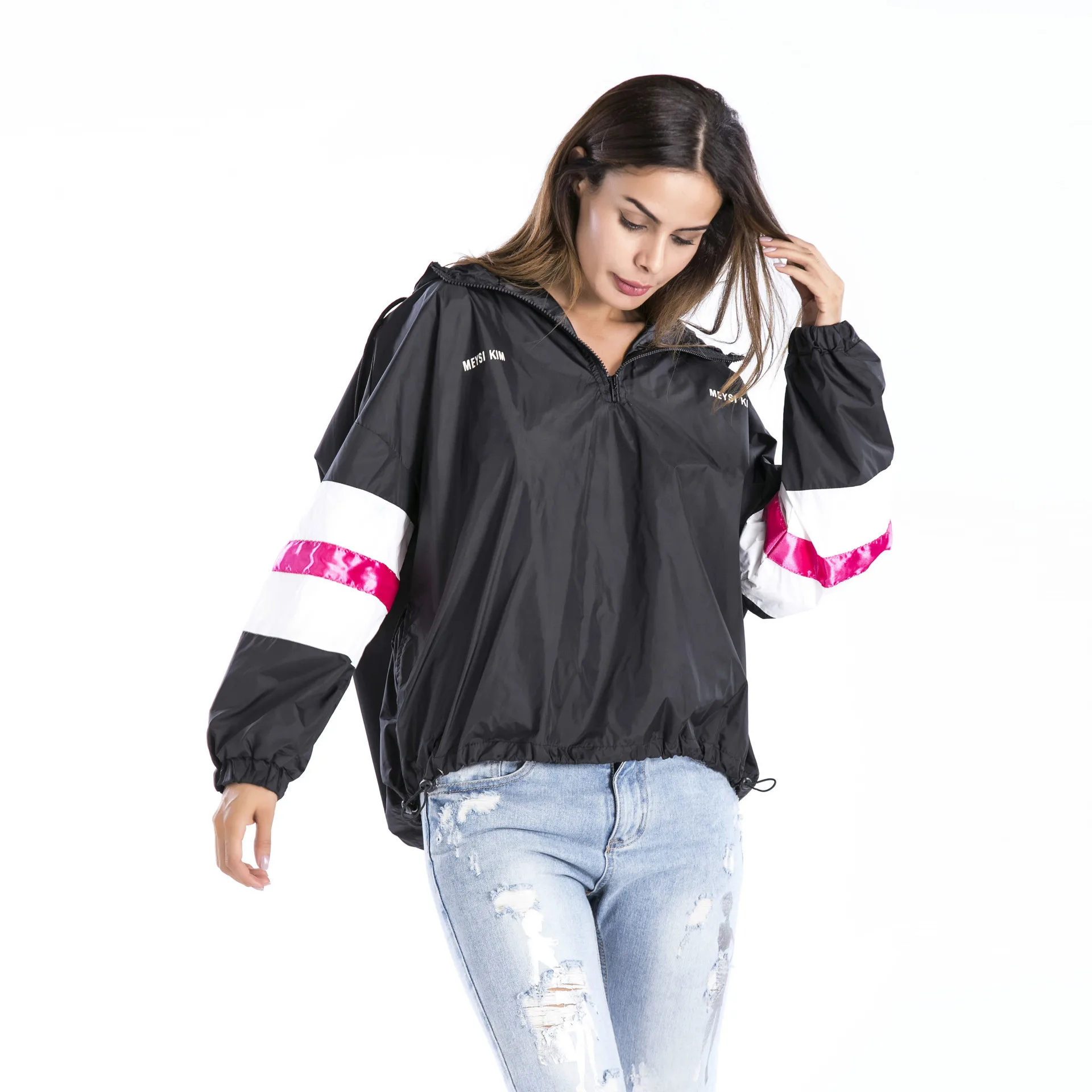 2018 Women's Bohemia jacket hooded letter hooded windbreaker Female Top Casual autumn and winter Sweatershirts Pullover sweater