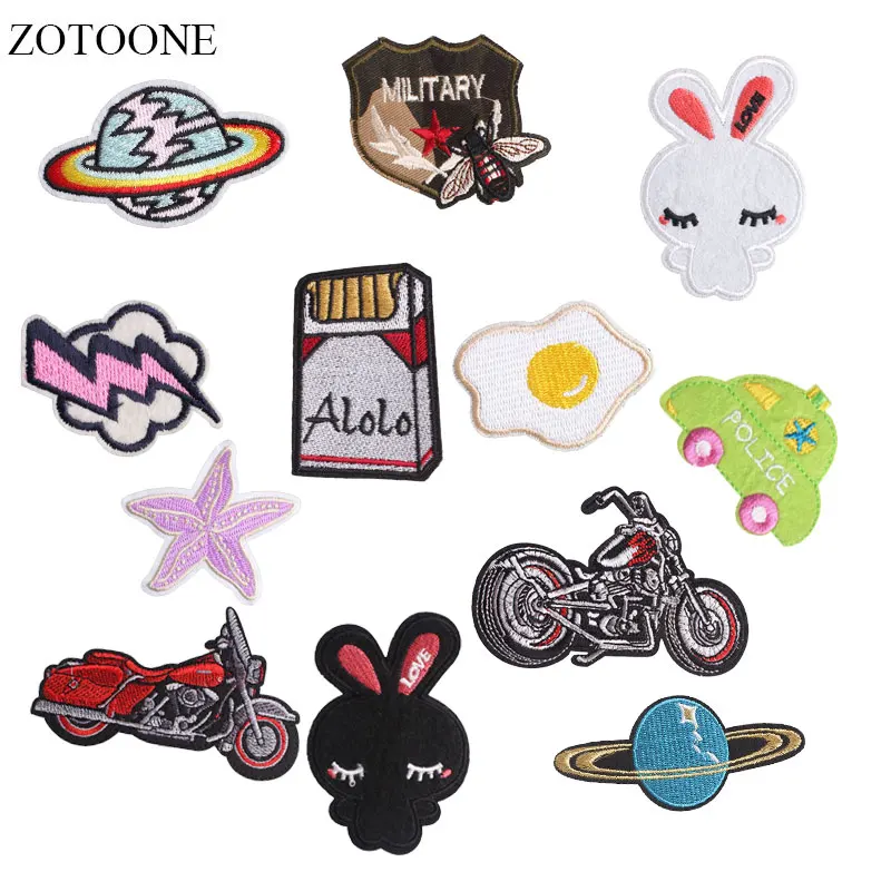 

ZOTOONE Motorcycle Patches Planet Stickers Diy Iron on Clothes Heat Transfer Applique Embroidered Applications Cloth Fabric G