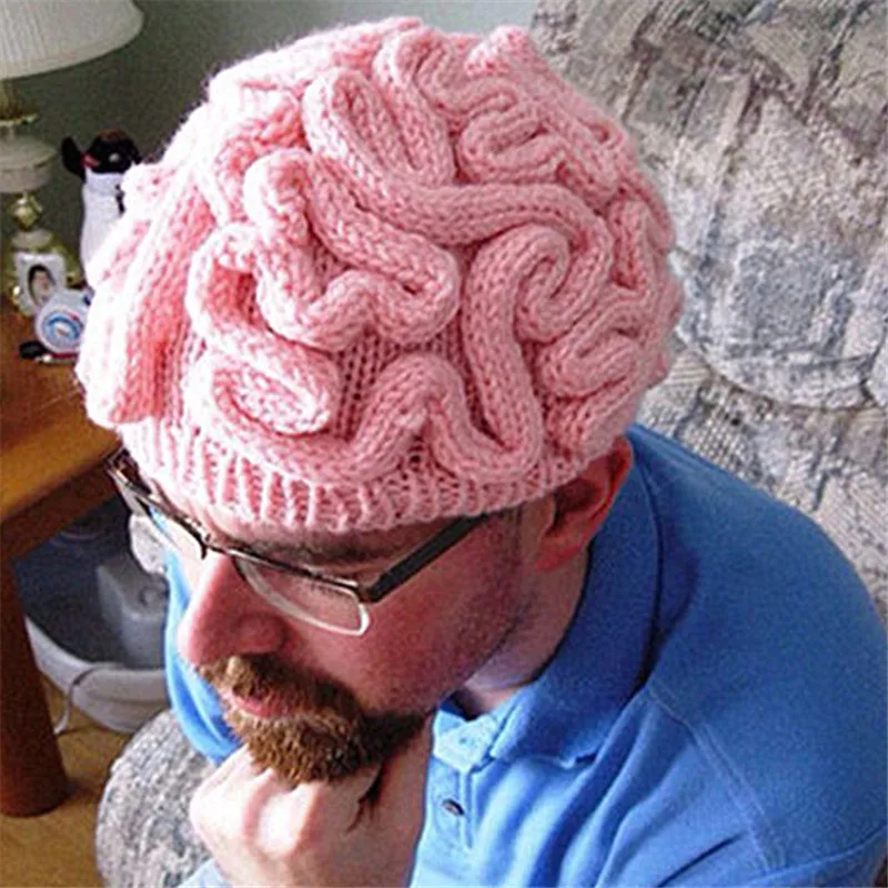 

Funny Handmade Knitted Beanie hat For Men Women Personality Brain Wool Hats Winter Creative Cap Halloween gift gorras hombre