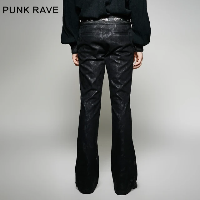Punk Rave Black Men’s Gothic Punk Rock Pants Gothic Man Bell-Bottoms trousers K268