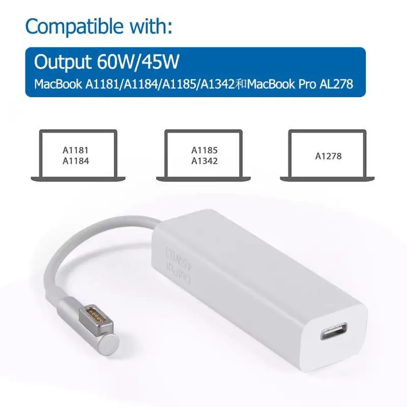 USB C к Magsafe 45 Вт 60 Вт конвертер адаптер для MacBook Pro компьютера быстрый безопасный подключение Т-образной головки L головы серии зарядки