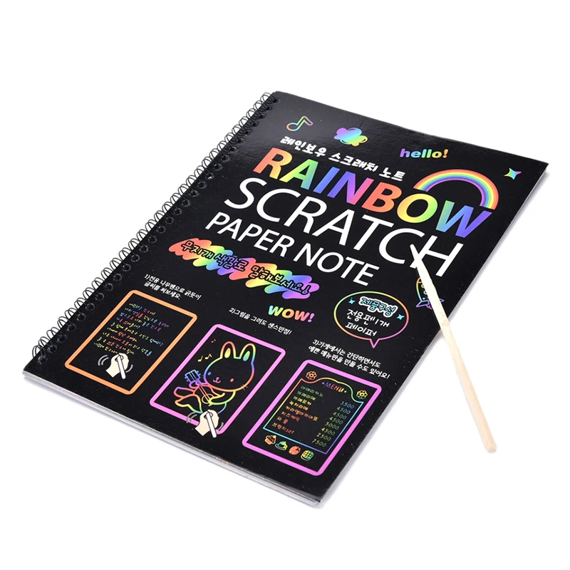

Kids Stationery Set Notebook Stylus Scratch Paper Note Drawing Educational Toys Magic Drawing Scraping Painting 19cm x 26cm