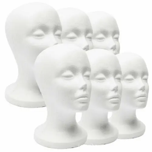 

Female Styrofoam Mannequin Wig Glasses Hat Display Stand Popular Foam Head Model Storage Holders White 1PC