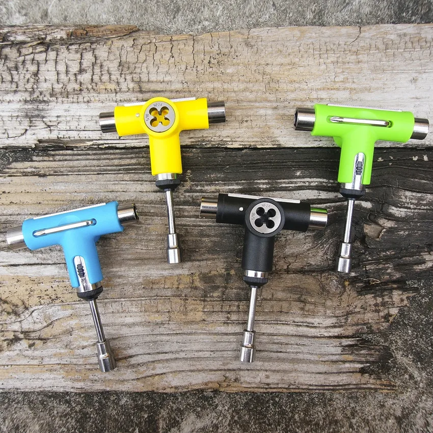

Semi-automatic multi founction Skateboard T Tool made by Metal & Plastic for Skateboard Longboard 3 Size Sockets installation
