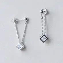 1 пара реальная. Ювелирные изделия из стерлингового серебра 925 пробы из белого камня в кубик витые болтающиеся серьги женские GTLE1364