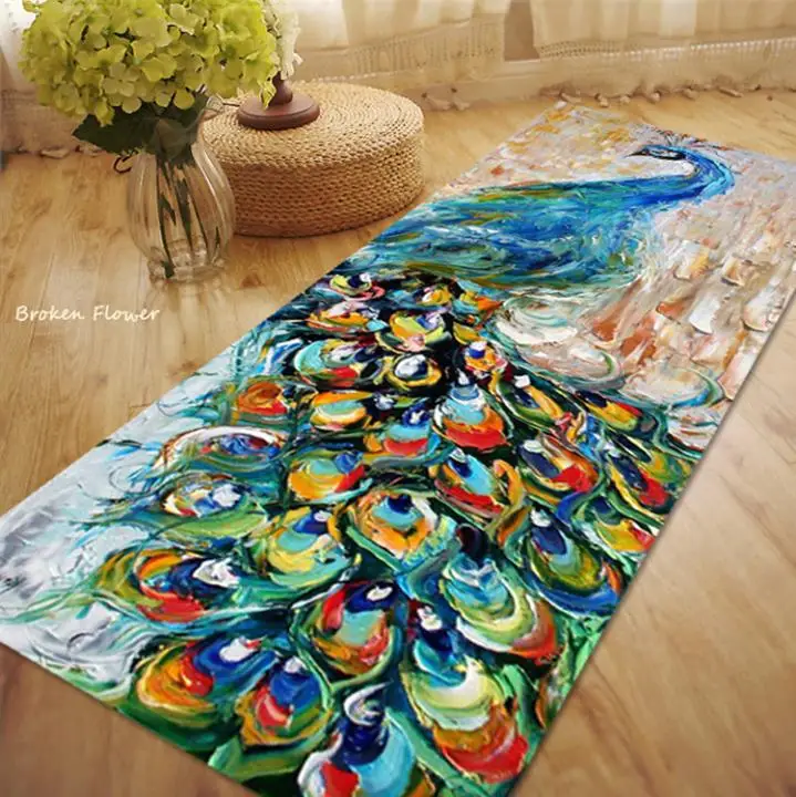 Us 29 92 32 Off Beautiful Peacock Carpets For Bedroom Living Room Peahen Rug Soft Polyester Beautiful Peacock Kitchen Mat Bath Mat Kids Carpet In