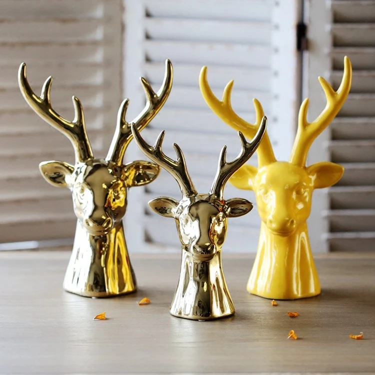 

Ceramic deer head ornaments home decorations
