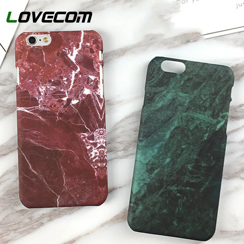 

LOVECOM Retro Marble Phone Case For iPhone 5 5S SE 6S Plus 7 8 Plus X Hard PC Phone Protector Half-wrapped Coverage Shell Coque
