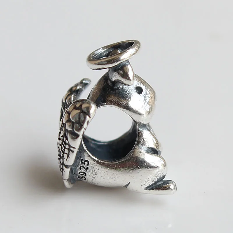 New Genuine Rabbit Animal Angel Wings Beads 925 Silver Charms Fit Original Europe Pendant Troll Bracelet Diy Jewelry Making Gift (3)