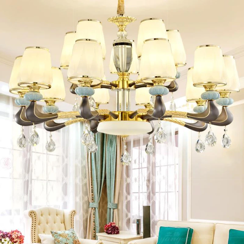 

Italian style LED ceramic Chandelier lights luxury drop lights creative zinc alloy living room bedroom crystal Chandelier lamps