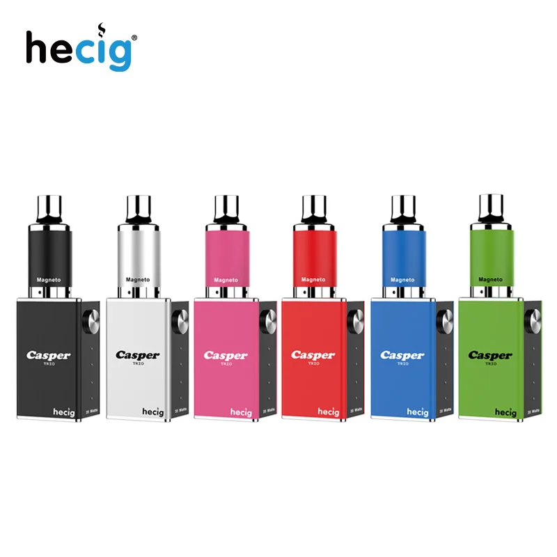 

hecig Wax&Dry Herb Vaporizer Casper Trio Vaporizing Box Mod Electronic Cigarette Vape Kit 1000mah battery Grade 1 Titanium Coil