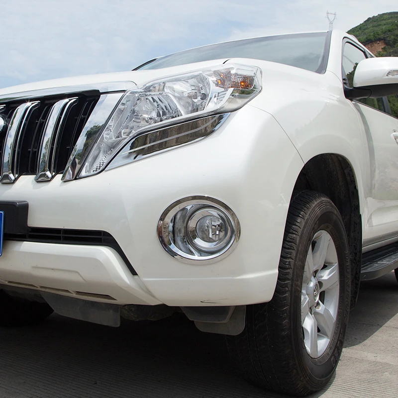 baratas Para a Toyota Prado FJ150 FJ 150 2014 17 Car Styling ABS cromo Decora ccedil; atilde;o Quadro luz de Nevoeiro Da Frente Luzes de Nevoeiro Tampa Guarni ccedil; atilde;o 2 pcs