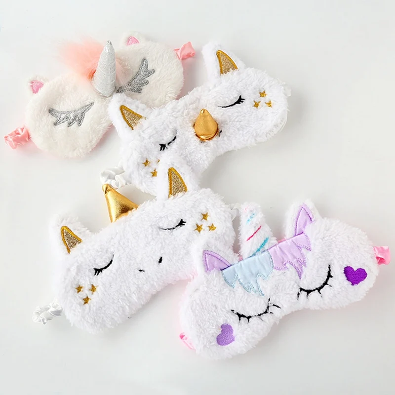 

1PC Unicorn Eye Mask Cartoon Sleeping Mask Plush Eye Shade Cover Blindfold Eyeshade Suitable For Travel Home