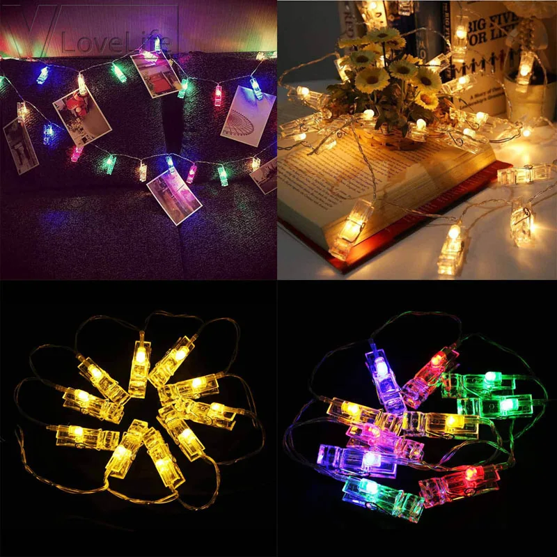 

Valentines Wedding Decoration Starry 10LED Photo Holder String Lights Book Room Decor Clip Window Christmas Centerpieces Battery