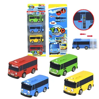 

4pcs/1lot Korean Tayo The Little Bus Vehide Mini Bus Garage Car Toys Model Mini Plastic Tayo Bus Baby for Kids Brinquedo