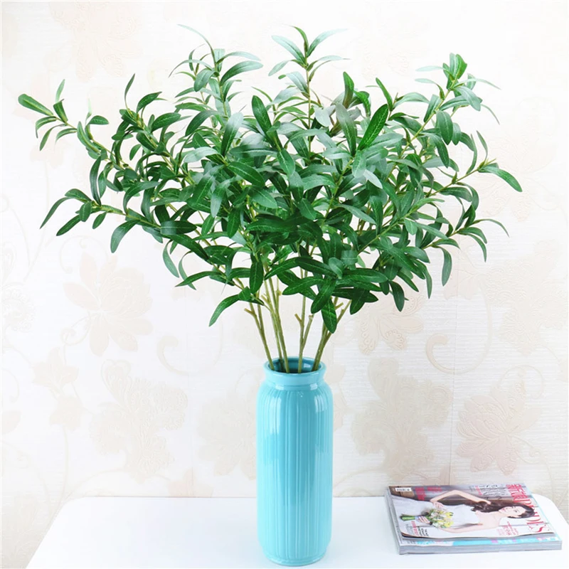 Artificial Flower Leaf Green Olive Branches Simulation Fake Artificial