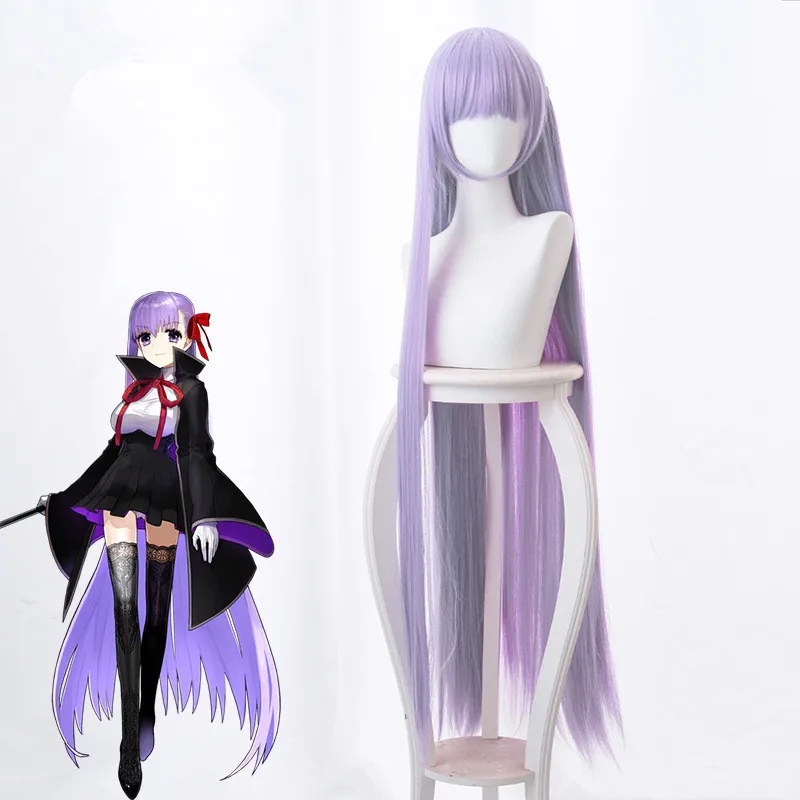 Fate EXTRA CCC косплей парик BB Byibyi черное пальто девушка фиолетовый 120 см длинные прямые