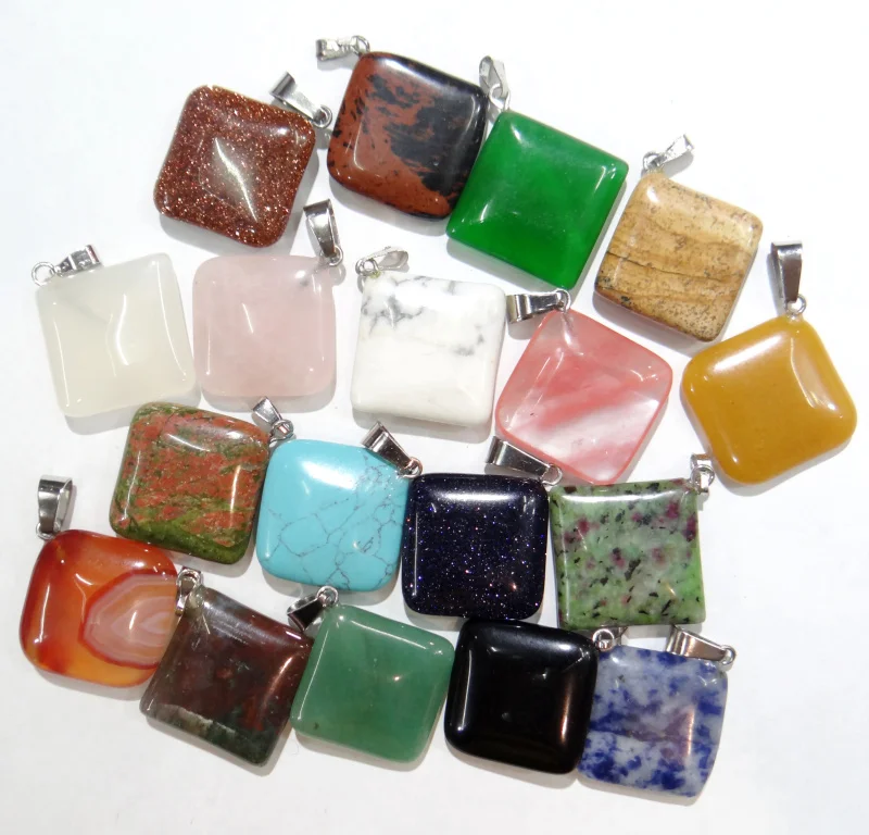 Wholesale 27mm10pcs Rhombus Natural Stone Aventurine Powder Crystal