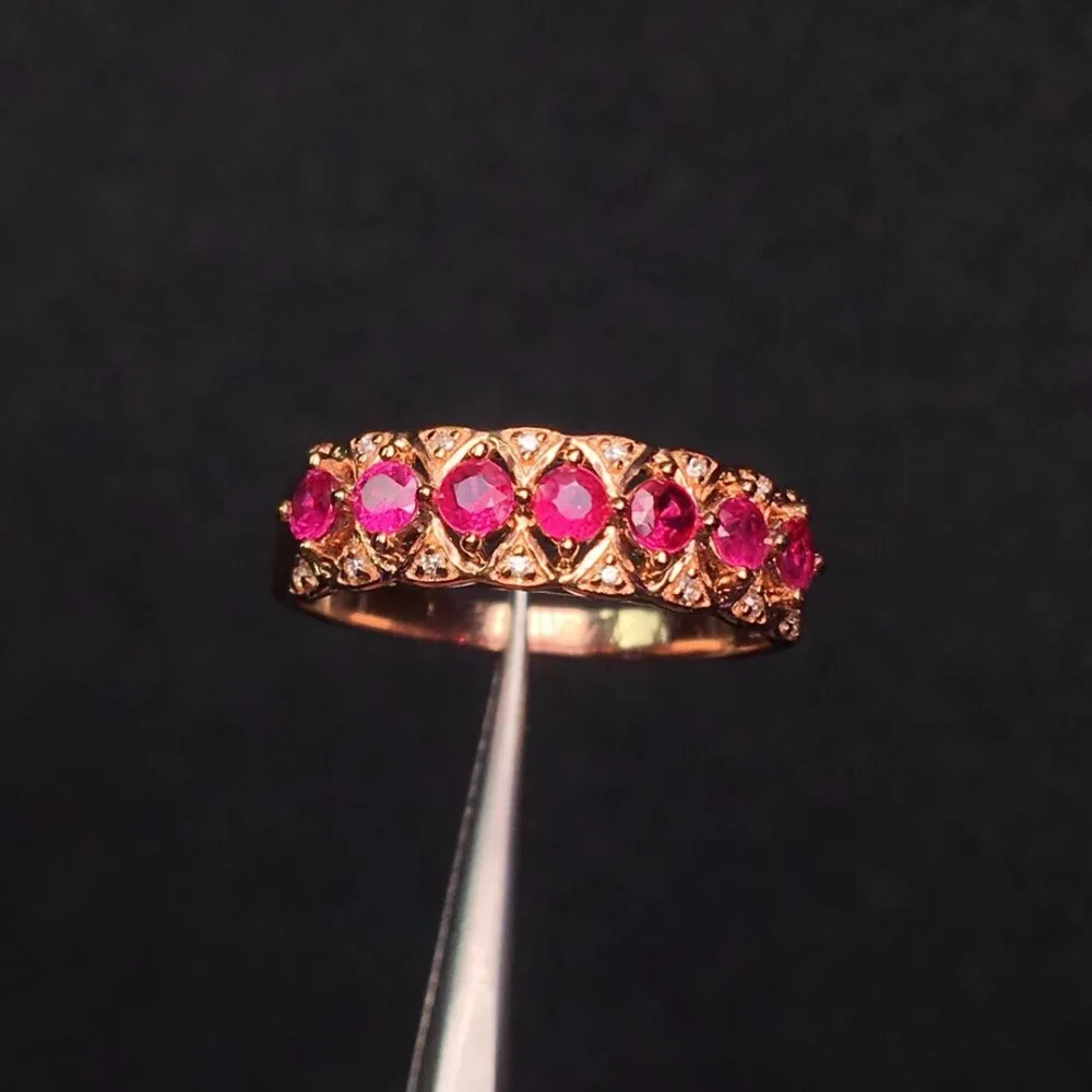 

Fine Jewelry 18K Rose Gold Real Natural Pigeon Blood Red Ruby Diamond Wedding Engagement Female Rings for Women Fine Ring