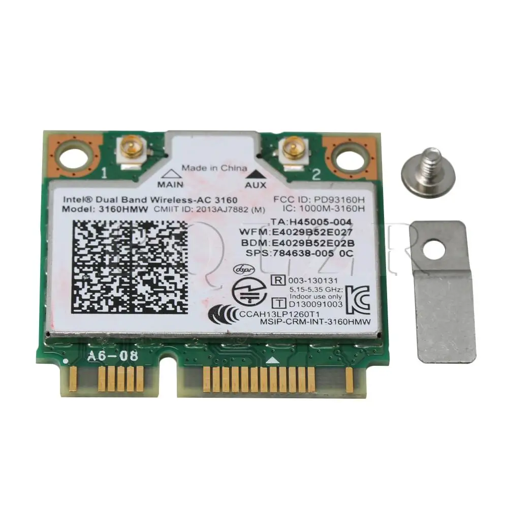 

BQLZR Wireless 3160AC Card for Intel 3160HMW MINI PCIE 2000Mbps WiFi Bluetooth 4.0 Support Windows 10 Win7 Win8 Linux