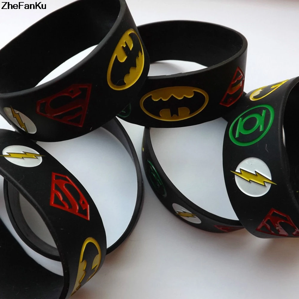 

Retail Mix Superman Batman Film Silicone Bracelets Wide Version Bands Factory Directly Produce