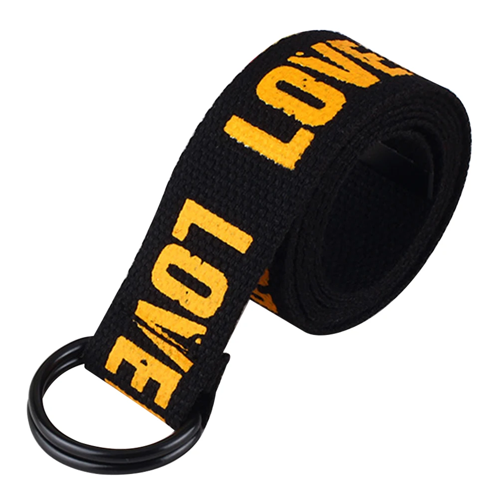 

Students Waist Belt Letter Printed D Ring Casual Women Men Jeans Fashion All Matching Gifts Canvas Double Buckle Durable Cool