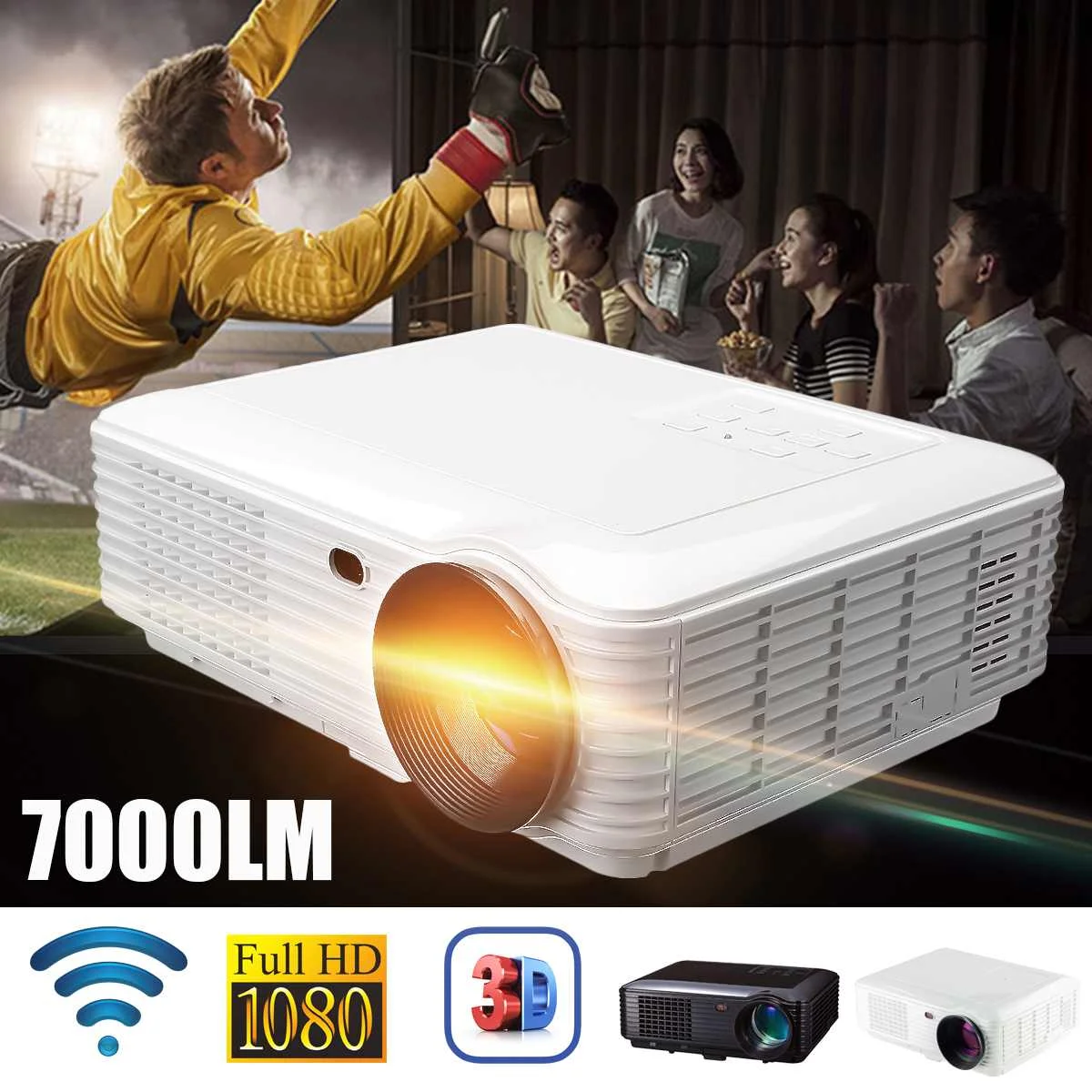

SV-228 WiFi Version Projector 7000 Lumens 1080P Portable Led Projector Digital Projector with AV VGA cable