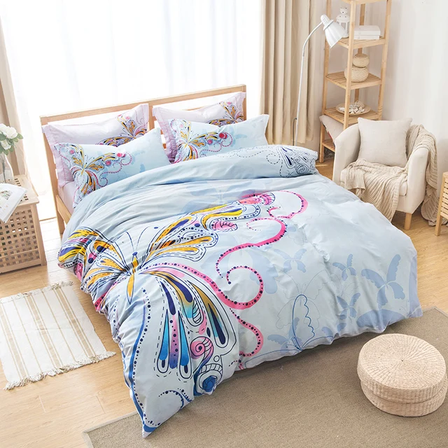 pink and blue girls butterfly bedding sets queen size pure cotton printed queen sheet sets