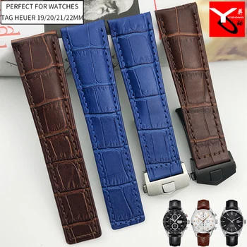 

19mm 20mm 21mm 22mm Italian Cowhide Watch Strap Black Brown Folding Buckle Leather Watchband Suitable for TAG HEUER Watch