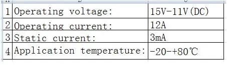 OBD2 window closer Technical Parameters
