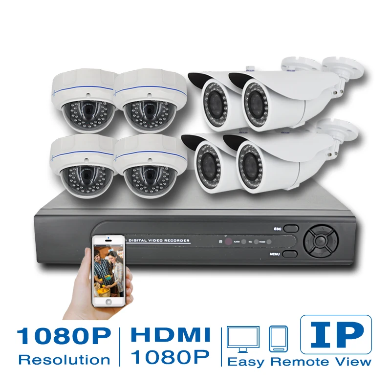 8CH POE POE Kamera keamanan sistem 8 pcs 2.0MP zoom lensa kamera Full ...