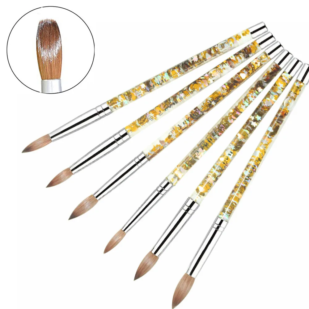 

Newest 1pc Kolinsky Sable Acrylic Nail Brush with Liquid Flow Glitter Nail Art Brush for Nail Art Tools 8# 10# 12# 14# 16#18#